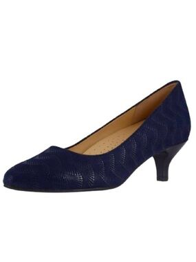 Trotters Kiera Evening Blue Wave Kitten Heel Leather Pumps Size 9N